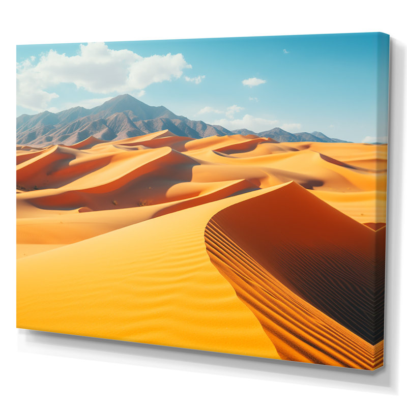 «Yellow Sand Dunes Serenity - Desert», art mural, Toile tendue, H 24 po x l 32 po x P 1 po