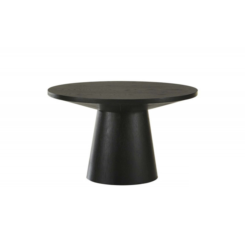 29 po Table basse ronde en bois pour salon moderne avec base à piédestal, Noir