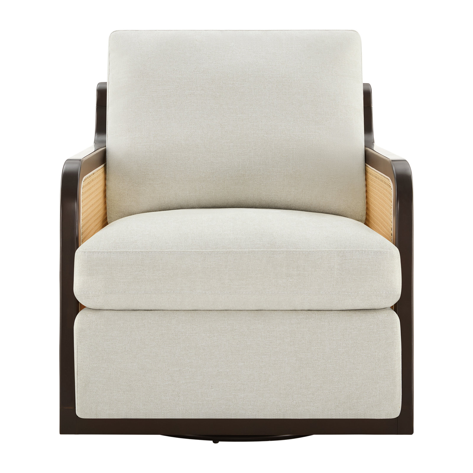 Marlowe Upholstered Natural Cane Swivel Armchair, Beige