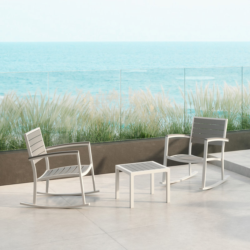 Table d'appoint extérieure carrée L 20 po x l 20 po Eveleen, gris, Blanc