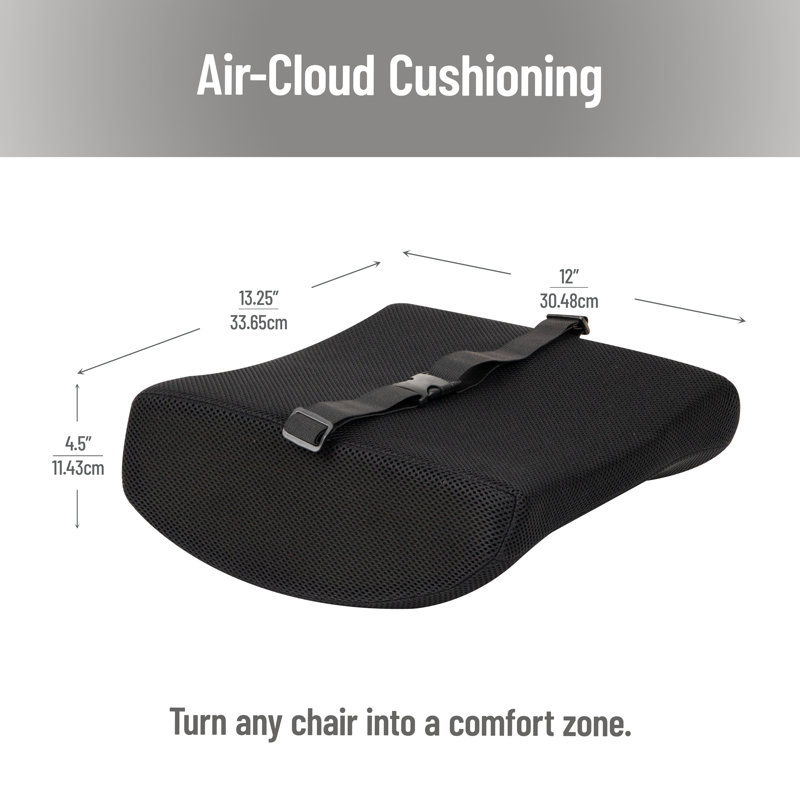 Coussin de soutien lombaire Mind Reader avec technologie Air-Cloud, coussin de dossier de chaise de bureau, mousse à mémoire de forme, noir
