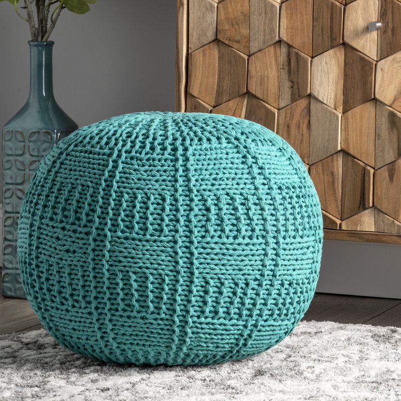 Upholstered Pouf, Teal