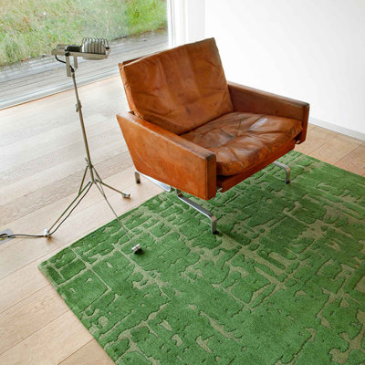 Perrier's Jacquard Recycled P.E.T Green Indoor / Outdoor Rug
