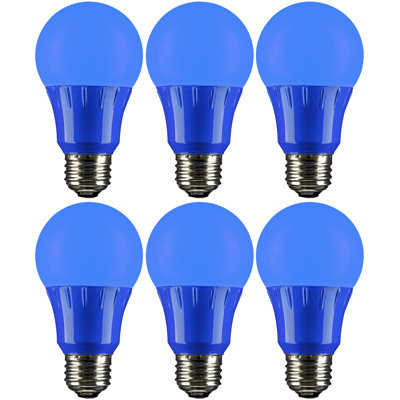 3 ampoules DEL DEL A19 à culot moyen, bleu, lot de 6
