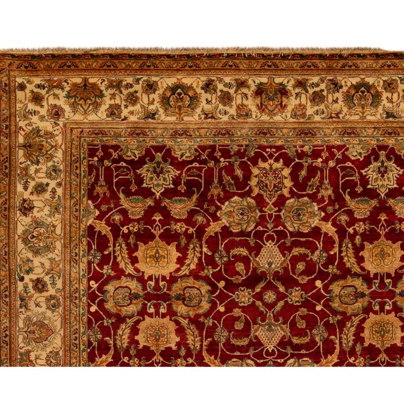 Tapis rouge et crème noué à la main de haute qualité