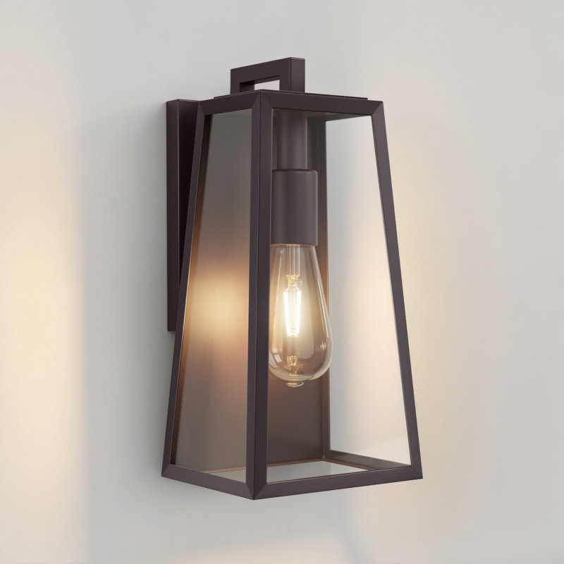 1-Light 14''H Iron Oil Rubbed Bronze Etl Outdoor Wall Lantern With Dusk To Dawn, Oil Rubbed Bronze