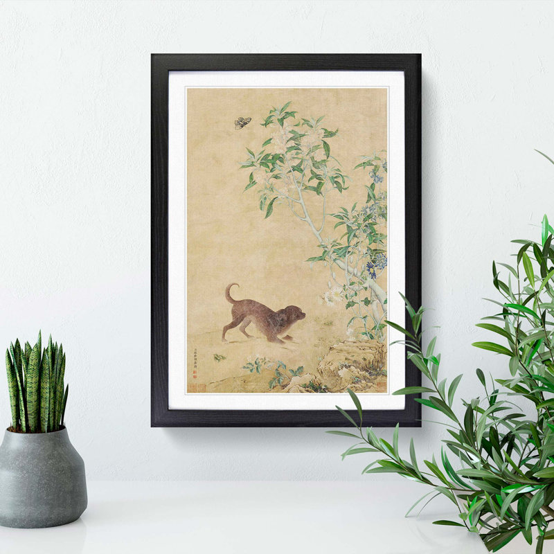 Puppy by Lang Shining - Picture Frame Painting Print, 65cm H x 48cm W x 2cm D, Black Framed