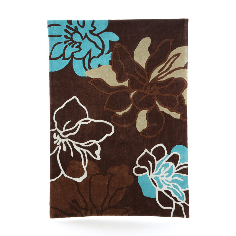 Motif de fleurs capitonnées à la main, Rectangle 5 pi x 7 pi