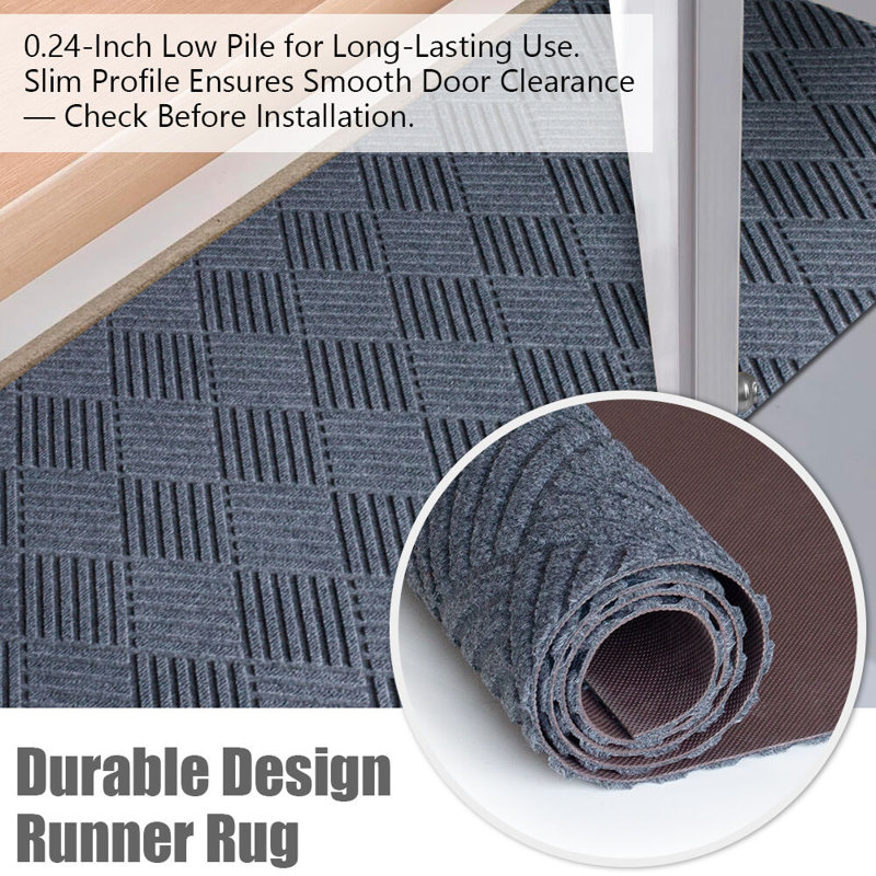 Washable Runner Rug with Non-Slip Backing, Polyester Carpet for Hallway & Entryway, Runner 2' x 13'