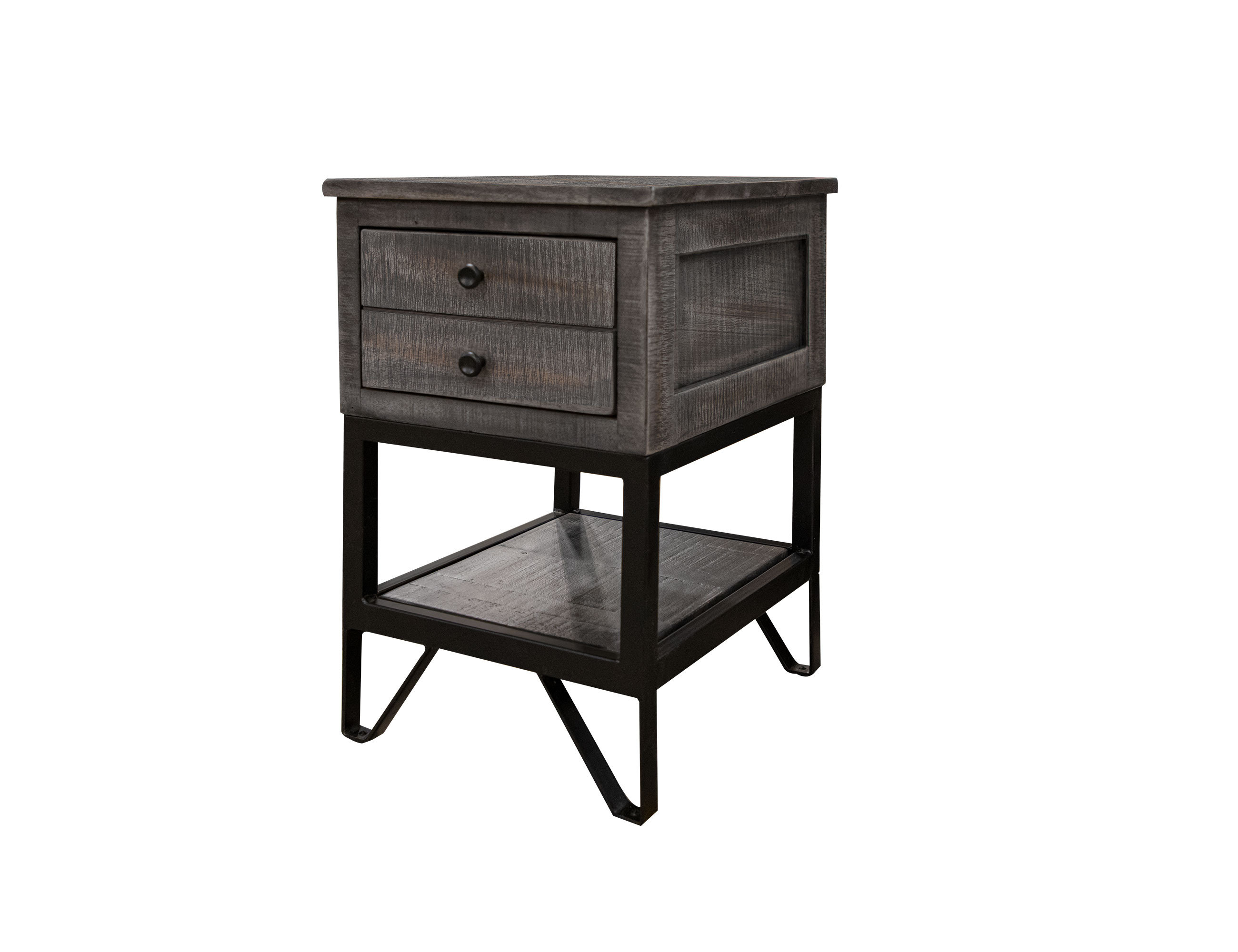 International Furniture Direct Moro Solid Wood Top End Table with