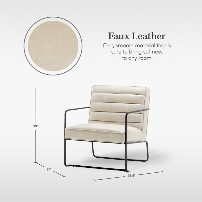 Chaise d'appoint industrielle en métal avec canalisation horizontale, Polyester ivoire
