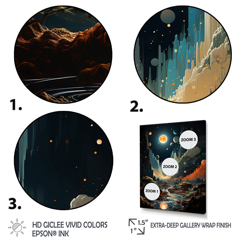 Cosmic Space Odyssey - Art mural plage, Toile tendue, H 20 po x l 12 po x P 1 po