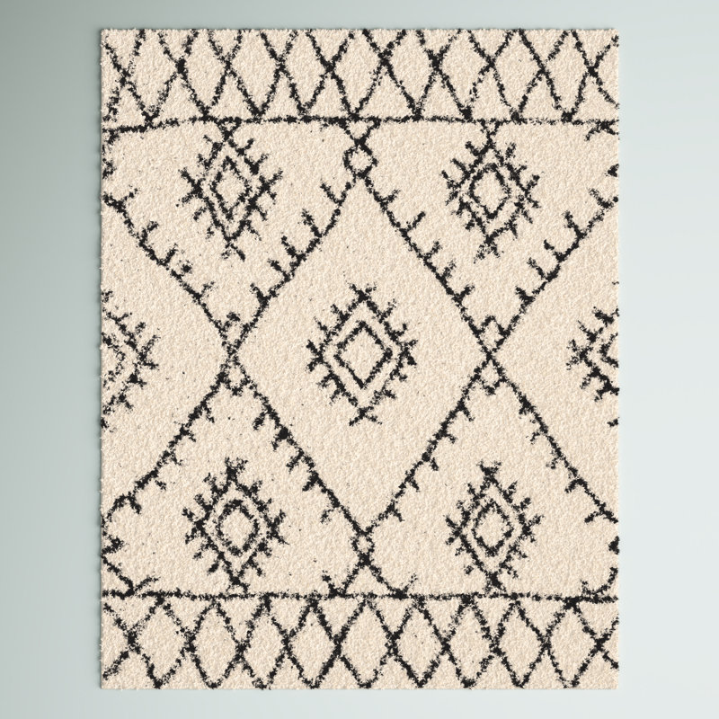Tapis noir / ivoire Hilary Southwestern, Rectangle 6 pi 7 po x 9 pi