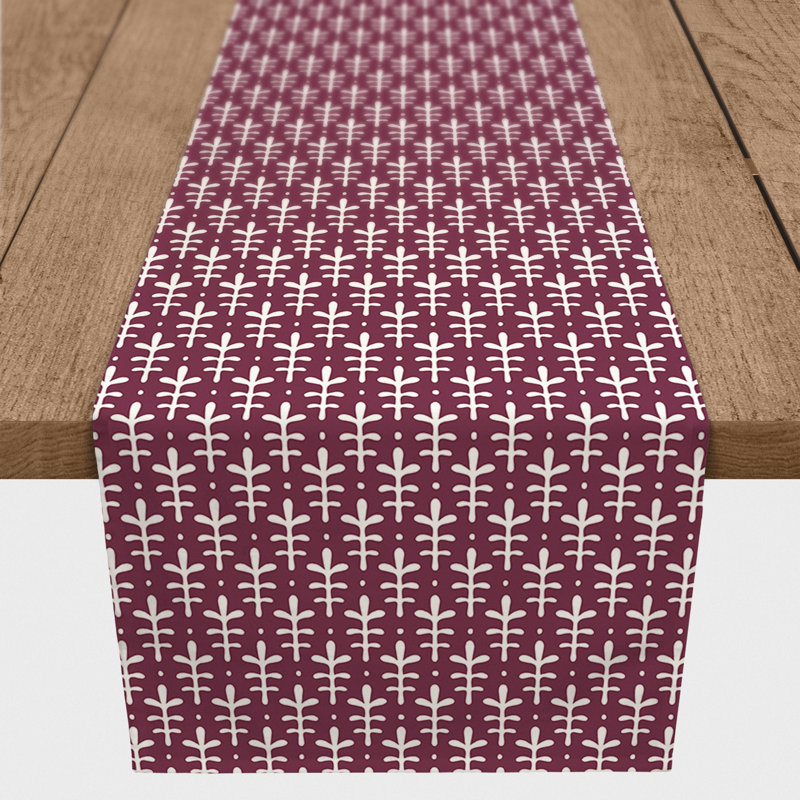 Nalston Dotted Diamond Table Runner, 72" x 16", Burgundy, Floral