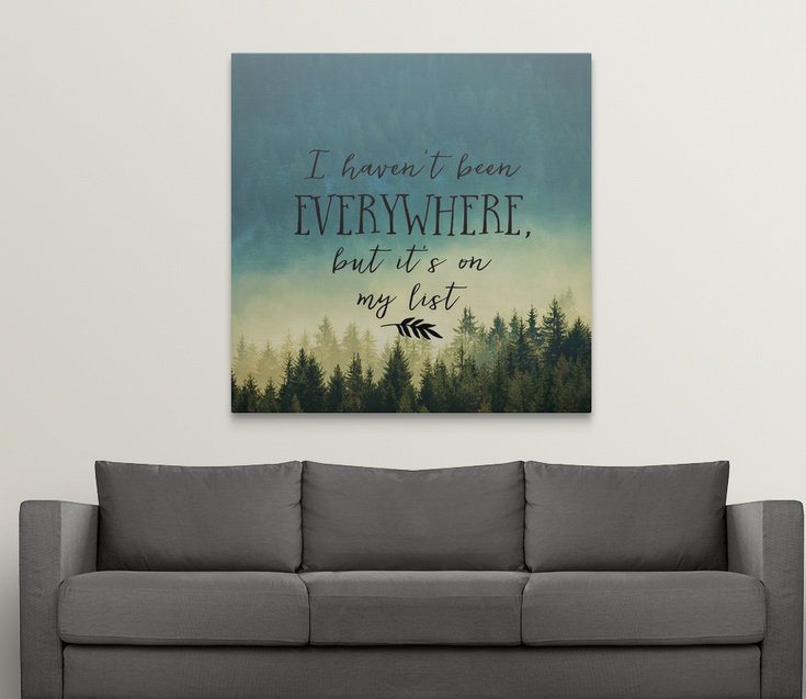 Art textuel, «I Havont Got Everywhere - Sentiment», H 30 po x l 30 po x P 1,5 po, Toile