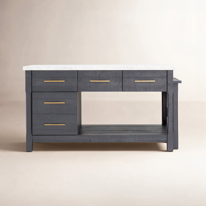 Karelia Kitchen Island, Marble/Black