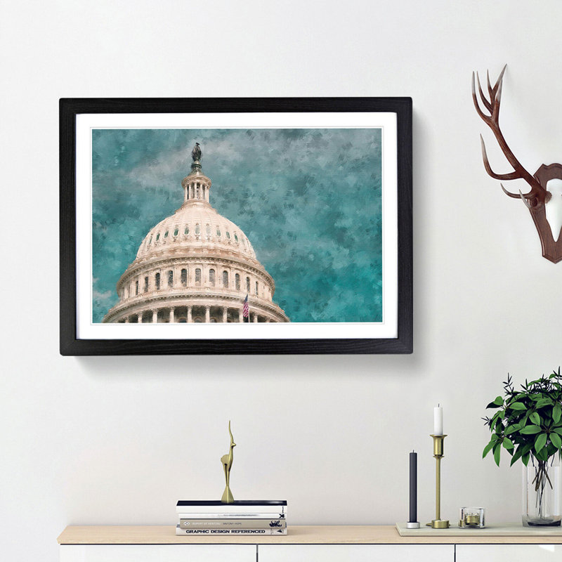Capitol Hill White House - Picture Frame Graphic Art Print, 24cm H x 33cm W x 2cm D, Black Framed