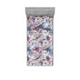 Bleu indigo doux / motif floral prune