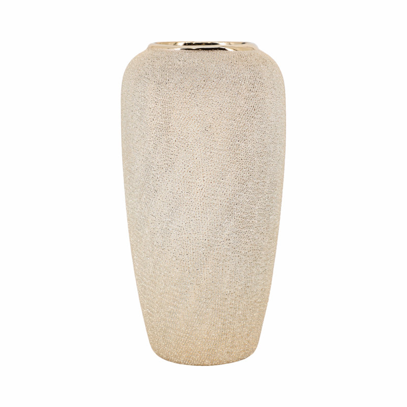 Jocelyn Decorative Vase Stoneware Ceramic Glam Teardrop Sculpture with Textured Surface and Modern Luxe Accent Design