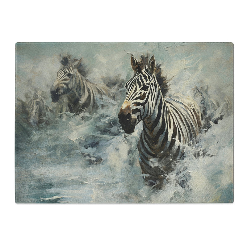 Zebra Gestural  Glass Chopping Board