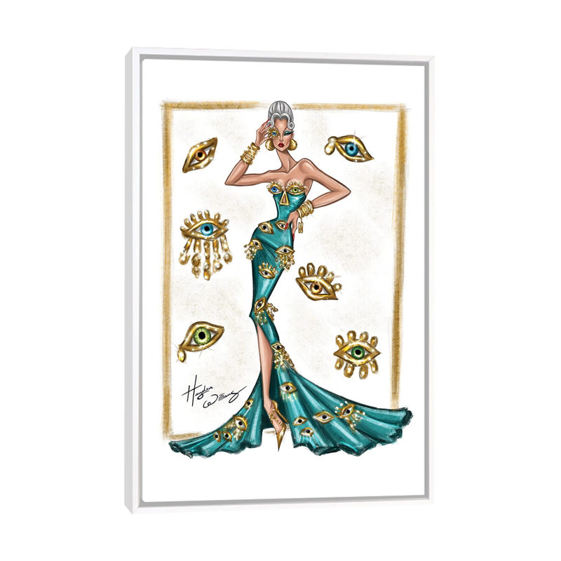 Tous les regards sur elle  , H 26 po x l 18 po, Impression sur toile flottante sans passe-partout, Blanc