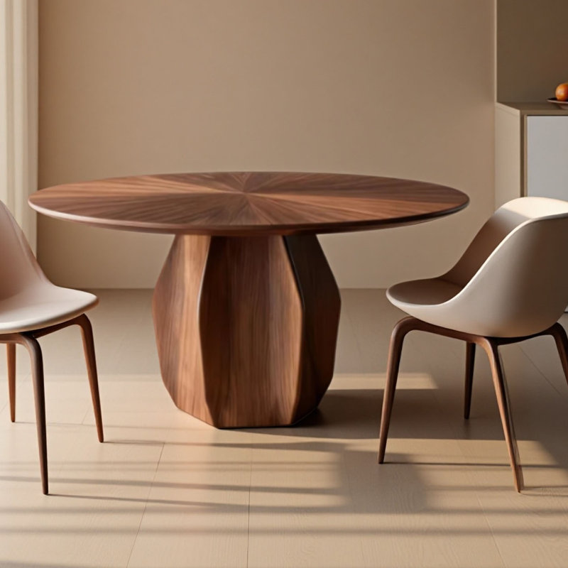 Table de salle à manger ronde en noyer, H 29,52 po x L 43,3 po x l 43,3 po