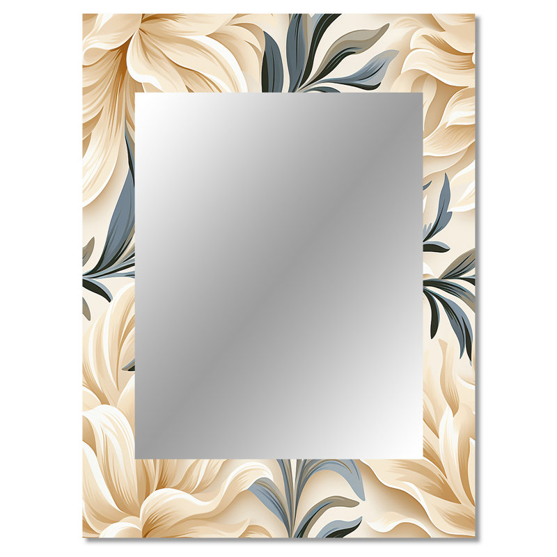 Elie Driftwood Elegance Tropical Pattern - tropical  Decorative Mirror, Botanical, Floral Large Wall Mirror, Printed Metal Art