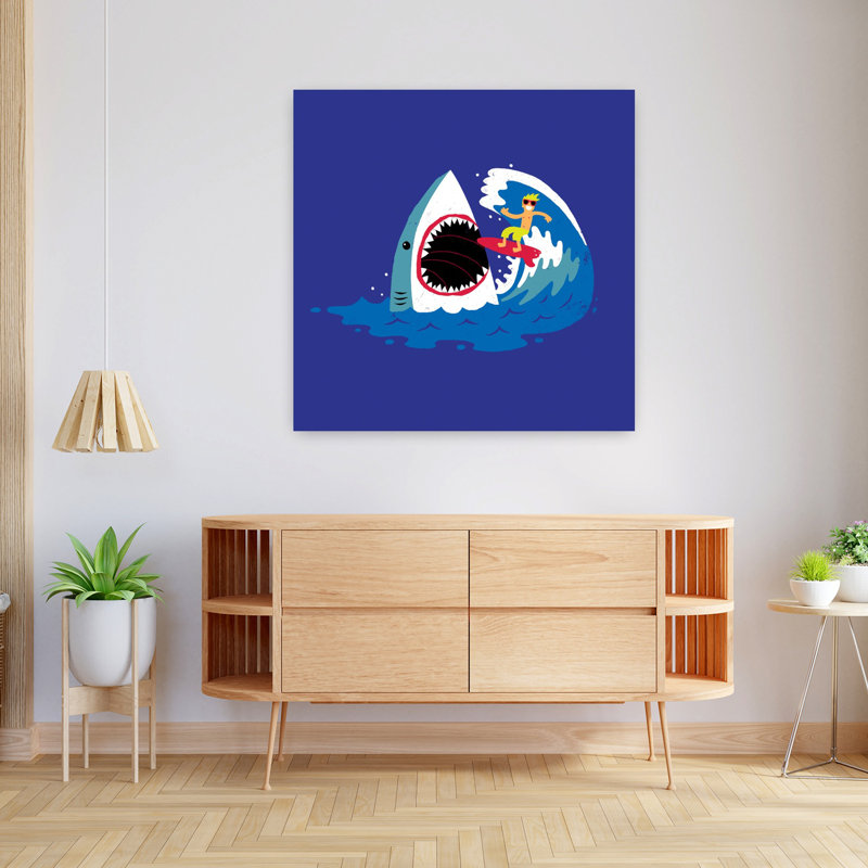 Surf's Up, art urbain contemporain de poisson, H 36 po x l 36 po