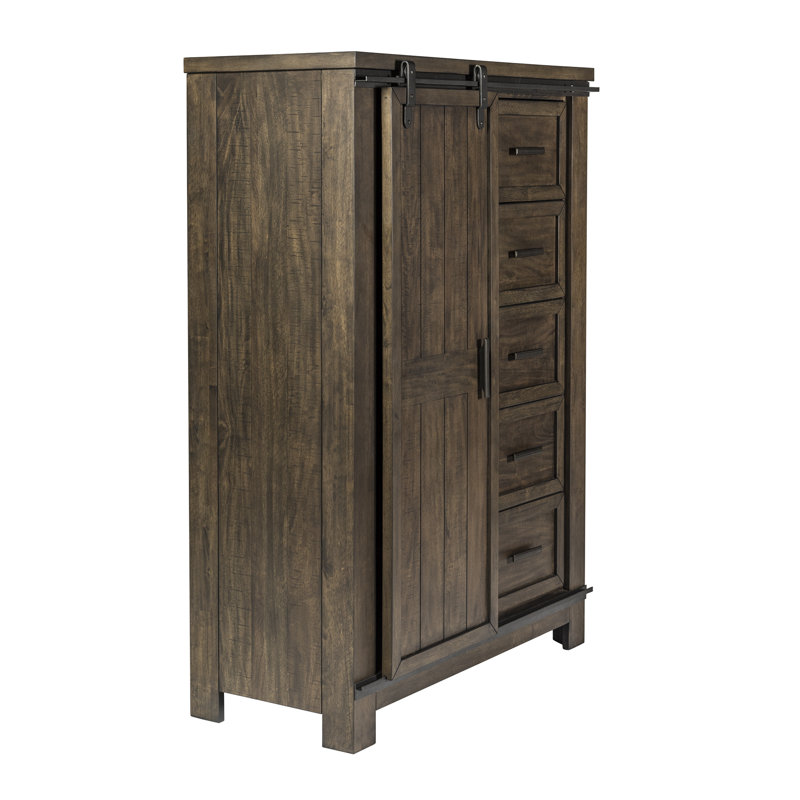 Commode à 5 tiroirs l 54 po avec porte coulissante et queue d'aronde Lexee