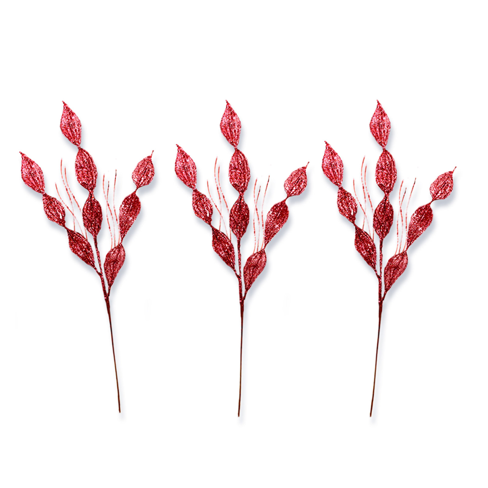 32" Leafy Glitter Picks, Hot Pink