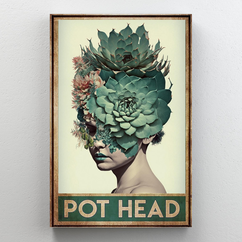 " Succulent Pot Head ", 36" H x 24" W x 1.25" D