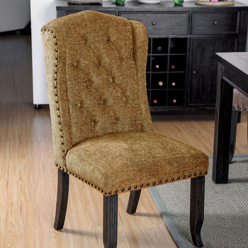 Chaise parsons rembourrée touffeté beige Karekin