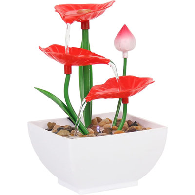 Tabletop Water Fountain, 3 Tier Lotus Leaf Tabletop Fountain With Natural River Rock LED Lights, Indoor Zen Relaxation For Office, Living Room, Or Bedroom Décor (B)