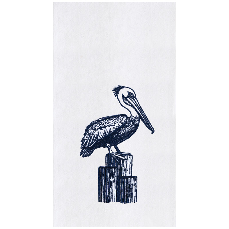 Débarbouillette brodée bleue pour cuisine et salle de bain Pelican