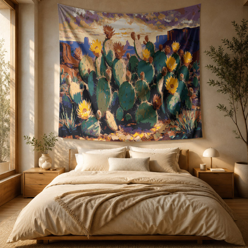 Tapisserie murale Southwestern Plants Prickly Pear 179, 88 po x 104 po