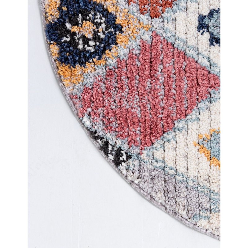 Victorville Abstract Biscotti Multi Area Rug, Round 4'
