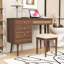 Bureau de coiffeuse avec miroir à DEL, tabouret, 3 tiroirs et 10 compartiments