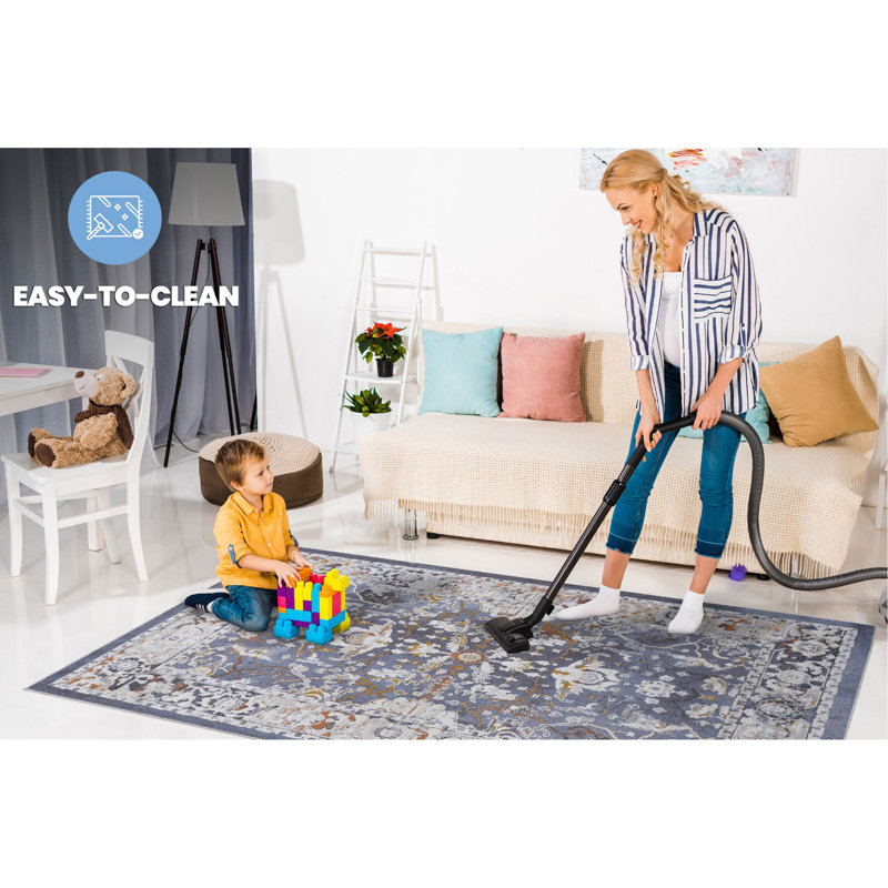 Collection 6X9 Blue/Traditional Non-Shedding Living Room Bedroom Dining Home Office Stylish And Stain Resistant Area Rug