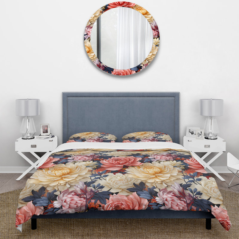 Motif botanique numérique I - Ensemble de housse de couette à motif floral - Polyester microfibre
