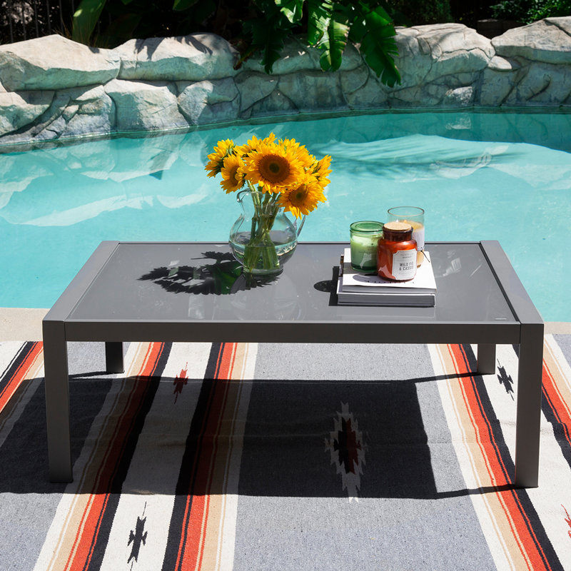 Malerba Rectangular Metal Outdoor Coffee Table , 24'' in. W 43'' in. D