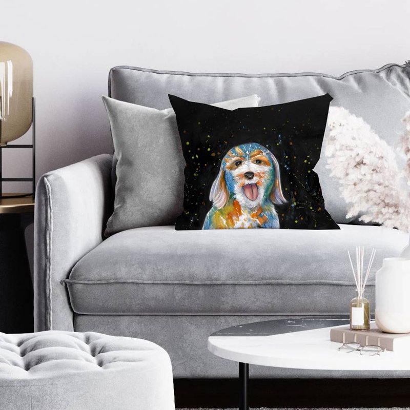 Abstract labradoodle - 16"x16" Throw pillow cover - Poly twill - Print on demand, 16" H x 16" W