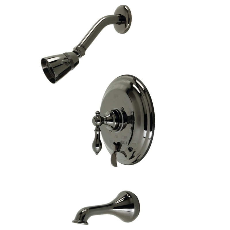 Kingston Brass American Classic Single-Handle Pressure Balanced Tub and Shower Faucet, Black Stainless Steel