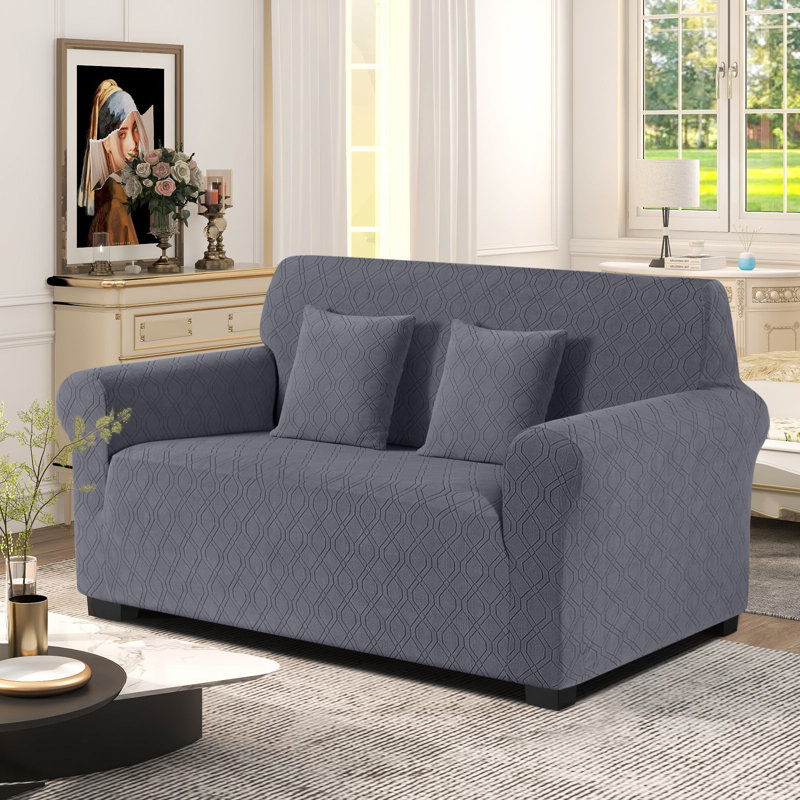 Housses de canapé 1 pièce avec housse de coussin 2 pièces Wald, Mélange de polyester gris