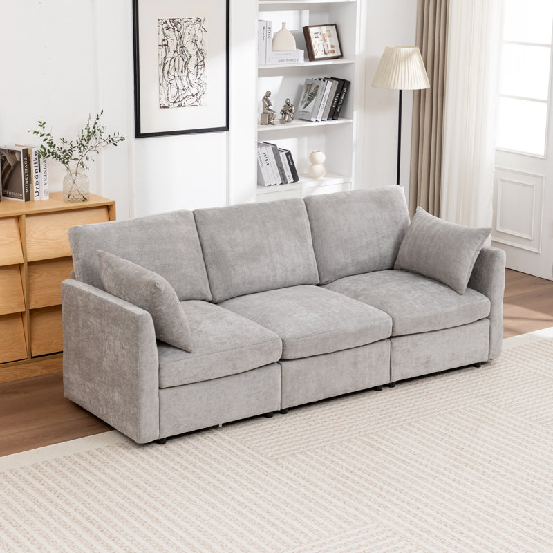 Canapé modulaire rembourré Wilroy, Gris, 3