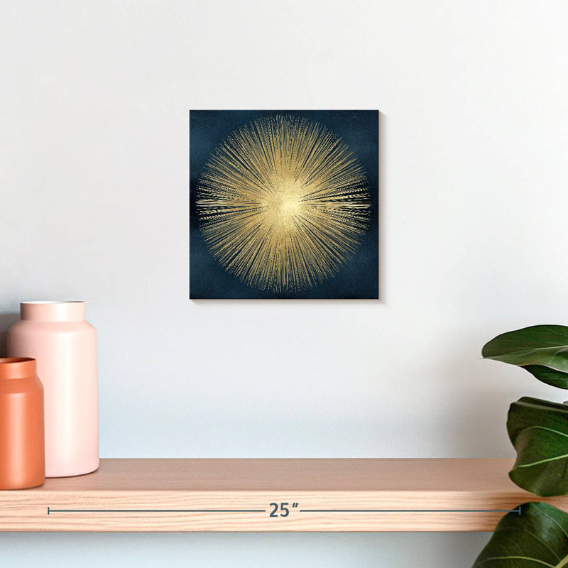 Sunburst Gold On Blue I, 10" H x 10" W
