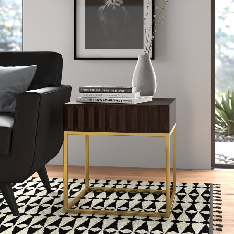 Rodolfo End Table with Storage, Walnut