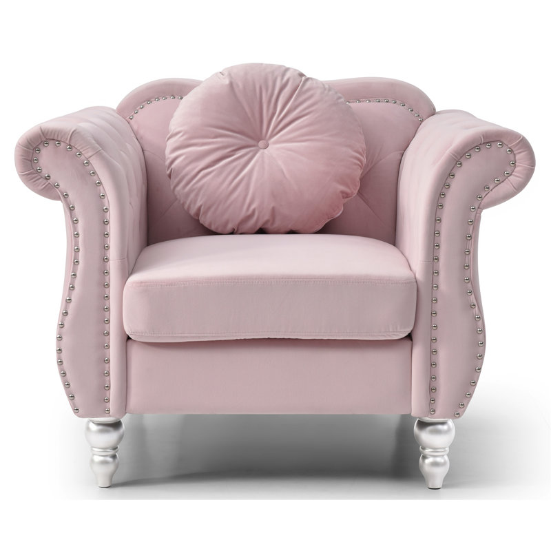 Chic Transitional Pink Accent Chair