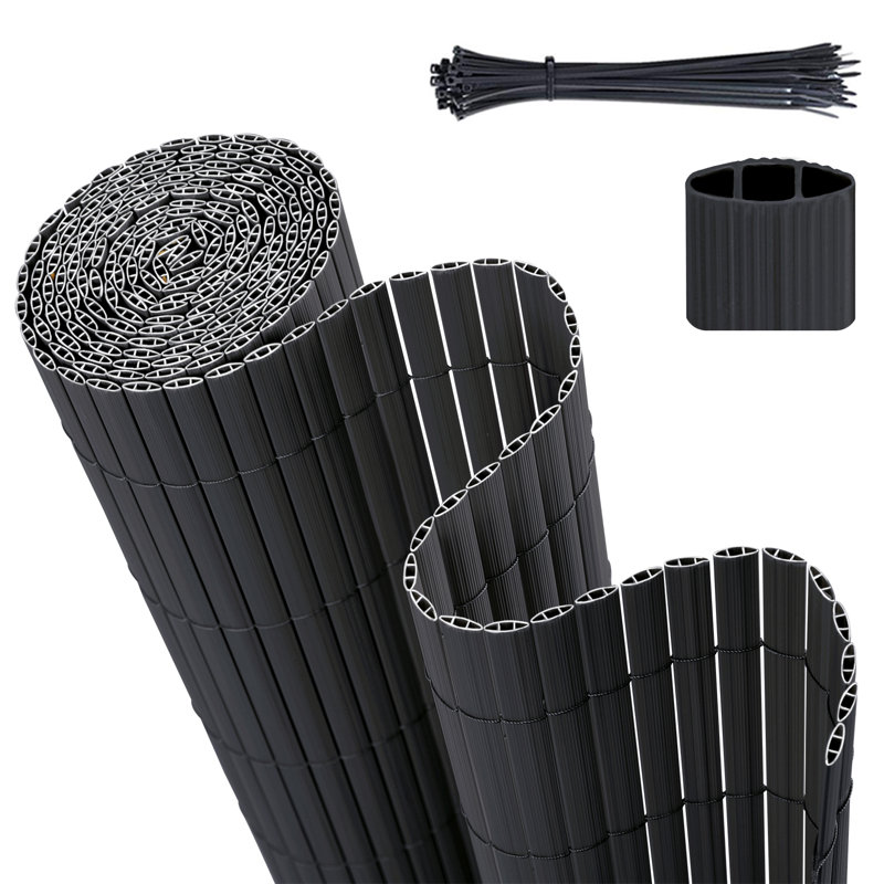 Arsha Black Composite Yard/Privacy Fence, 120cm H x 500cm W x 1.4cm D