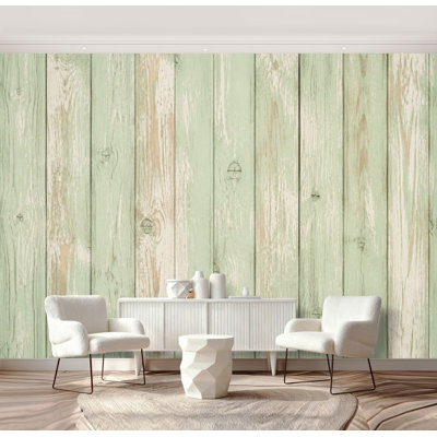 Peel and Stick Wallpaper Wooden Planks Pattern mint green wood weathered rustic Wall Murals 69"H x 96"W Removable PVC Wall Paper Self-Adhesive Wall Decor for Bedroom Living Room Home Office