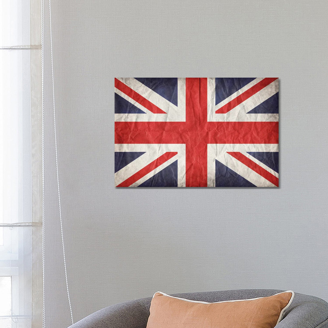 Union Jack im Vintage-Stil von Jane Rix - Galerie-verpackte Leinwand Giclée auf Leinwand